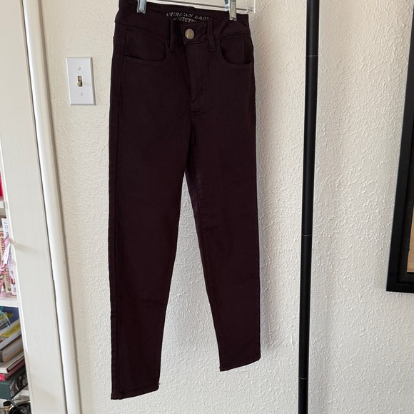 American Eagle dark plum super stretch skinny jeans NWT SIZE 00 Reg - Picture 6 of 11